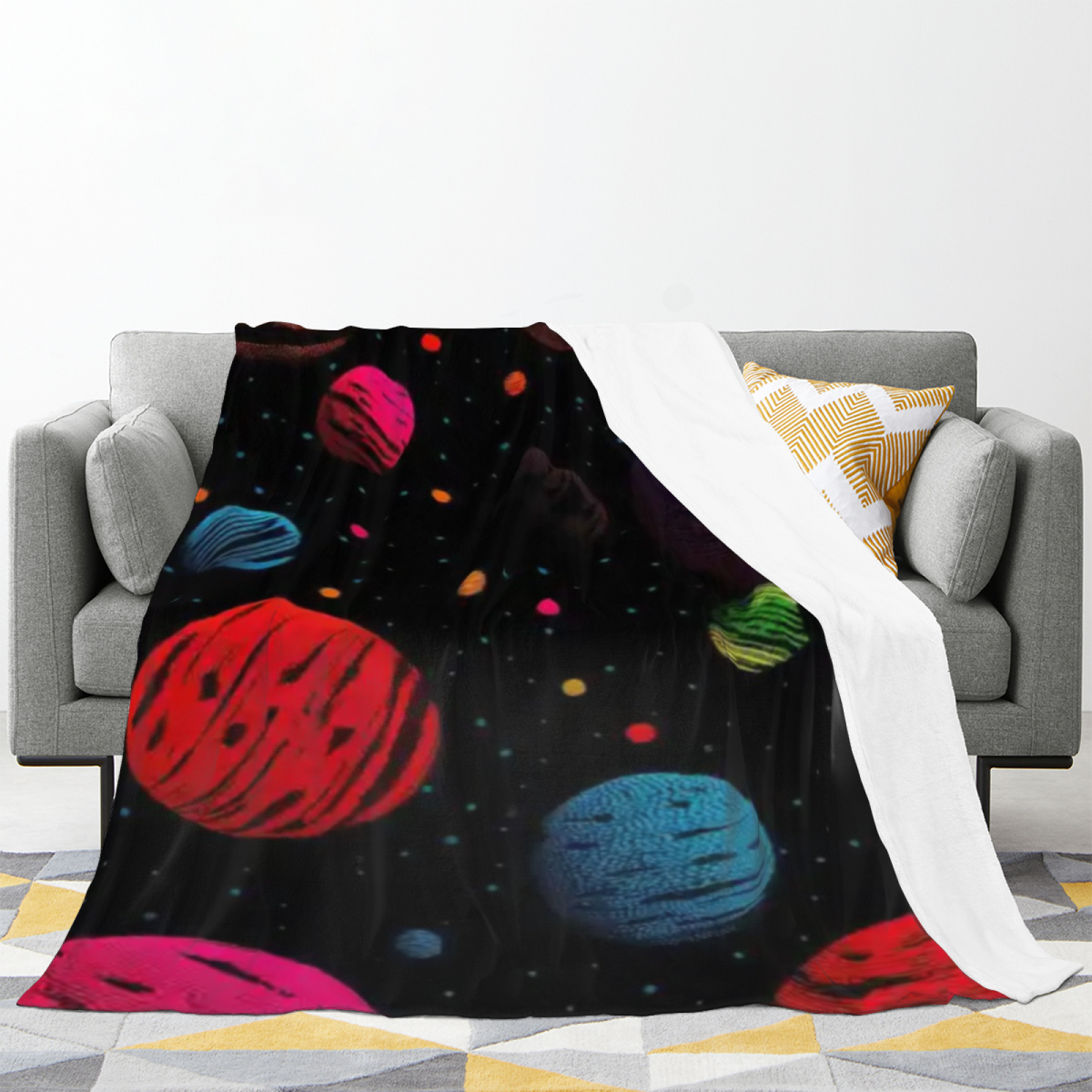 Watercolor Picnic Muted Sage Art Flannel Throw Blanket
