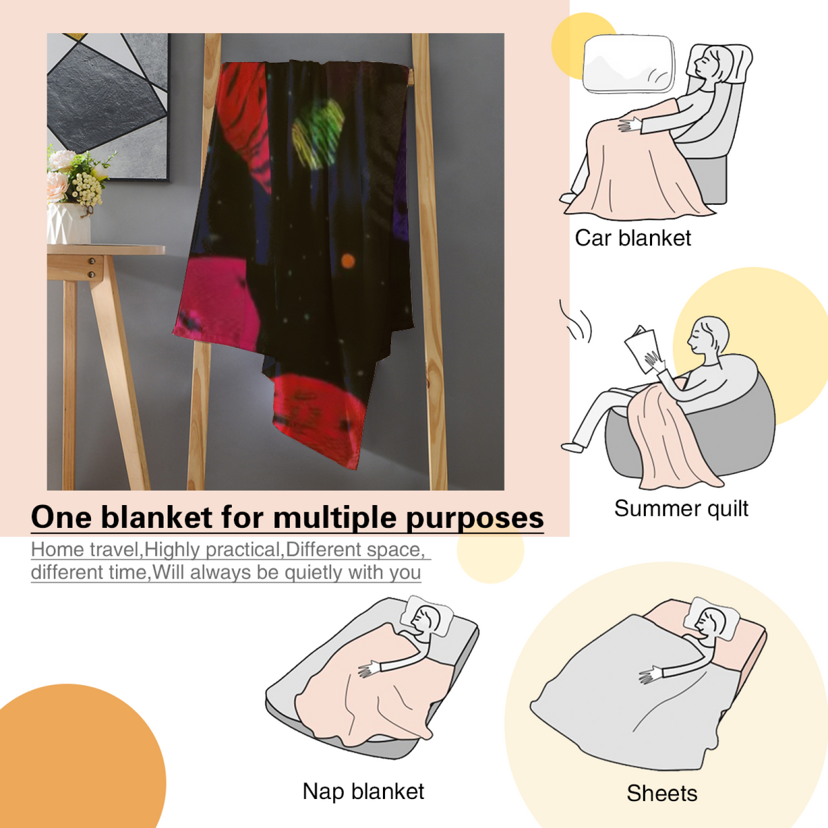 Watercolor Picnic Muted Sage Art Flannel Throw Blanket