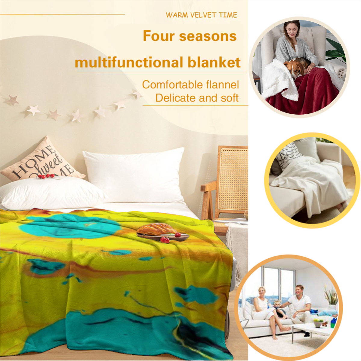 Pastel Multicolor Whimsical Decor Plush Flannel Throw ¨C Opaline Petal Edition