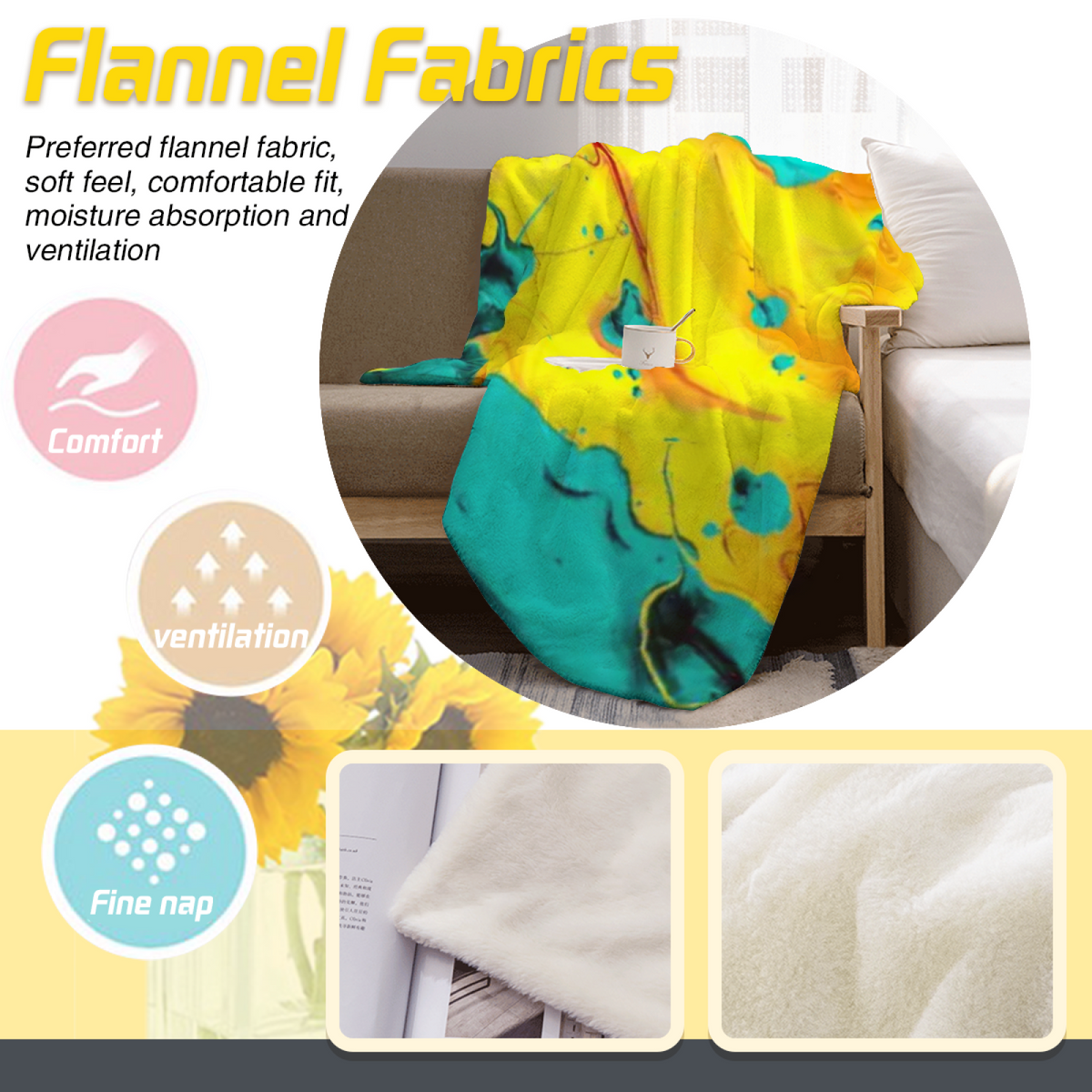 Pastel Multicolor Whimsical Decor Plush Flannel Throw ¨C Opaline Petal Edition