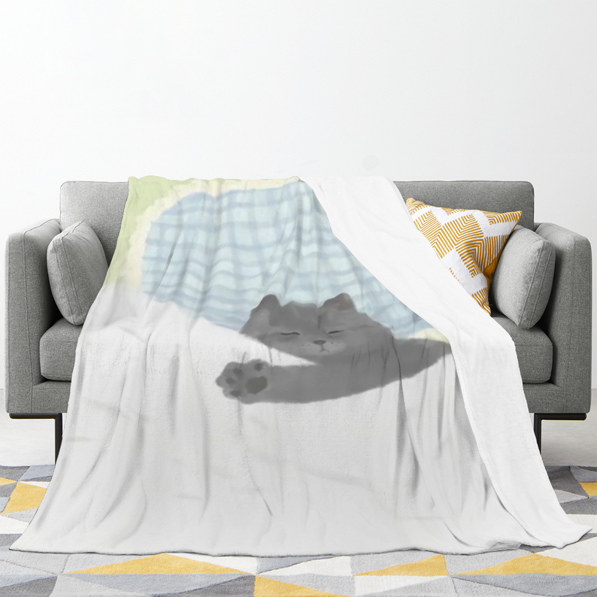 Festival Meadow Pastel Multicolor Modern Art Flannel Throw Blanket