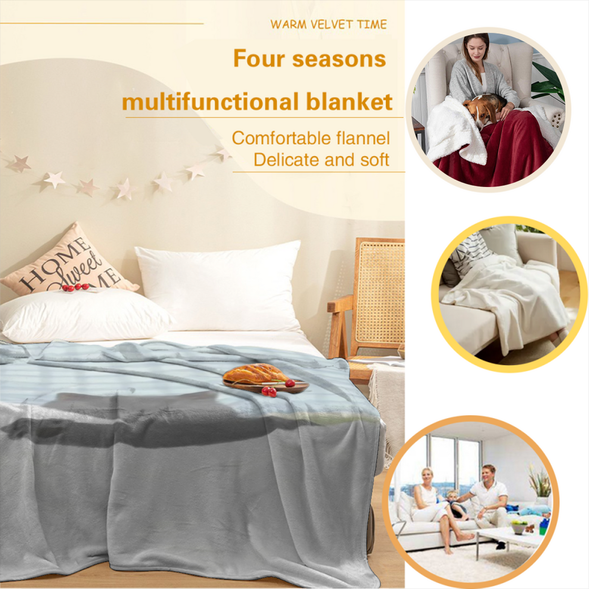 Festival Meadow Pastel Multicolor Modern Art Flannel Throw Blanket