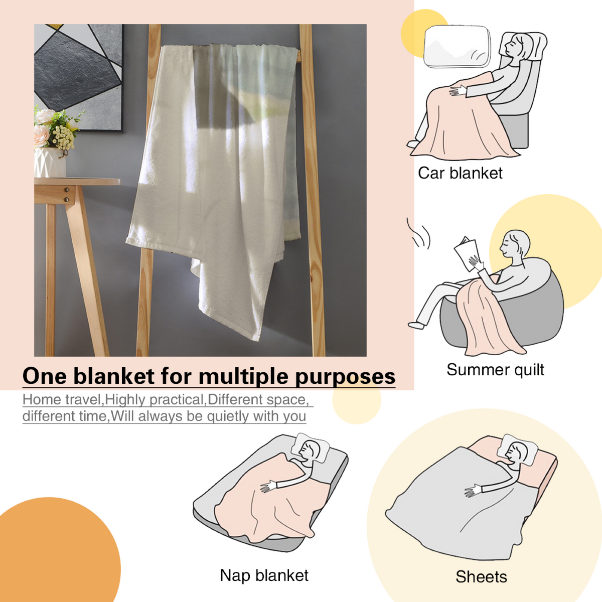 Festival Meadow Pastel Multicolor Modern Art Flannel Throw Blanket