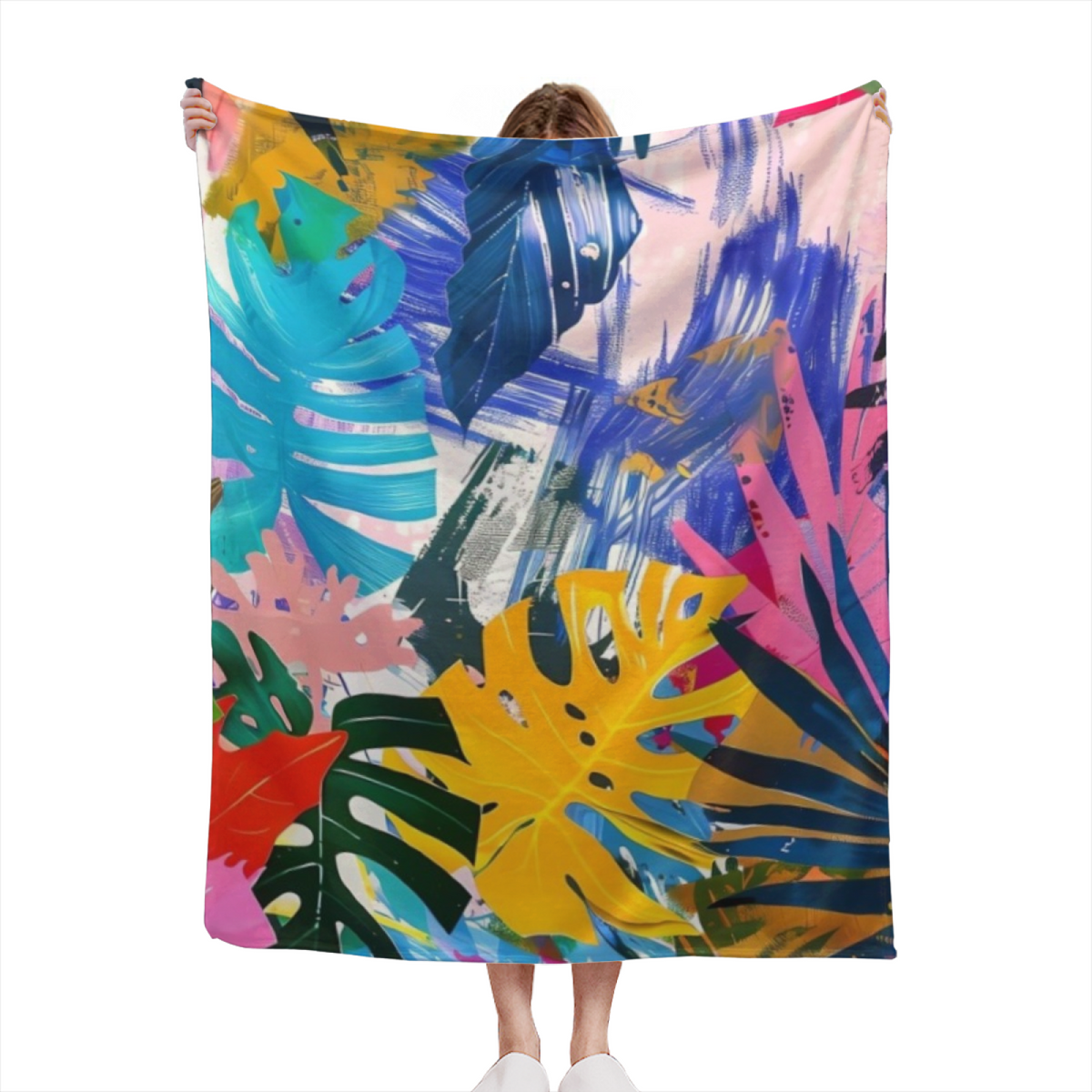 Eclectic Soft Neutral Juniper Meadow Decorative Flannel Blanket