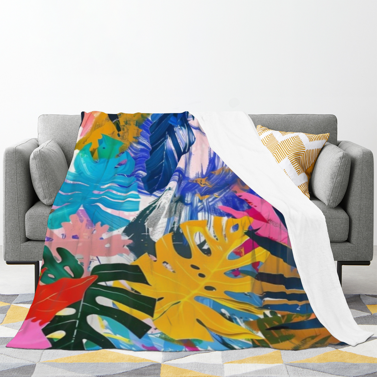 Eclectic Soft Neutral Juniper Meadow Decorative Flannel Blanket