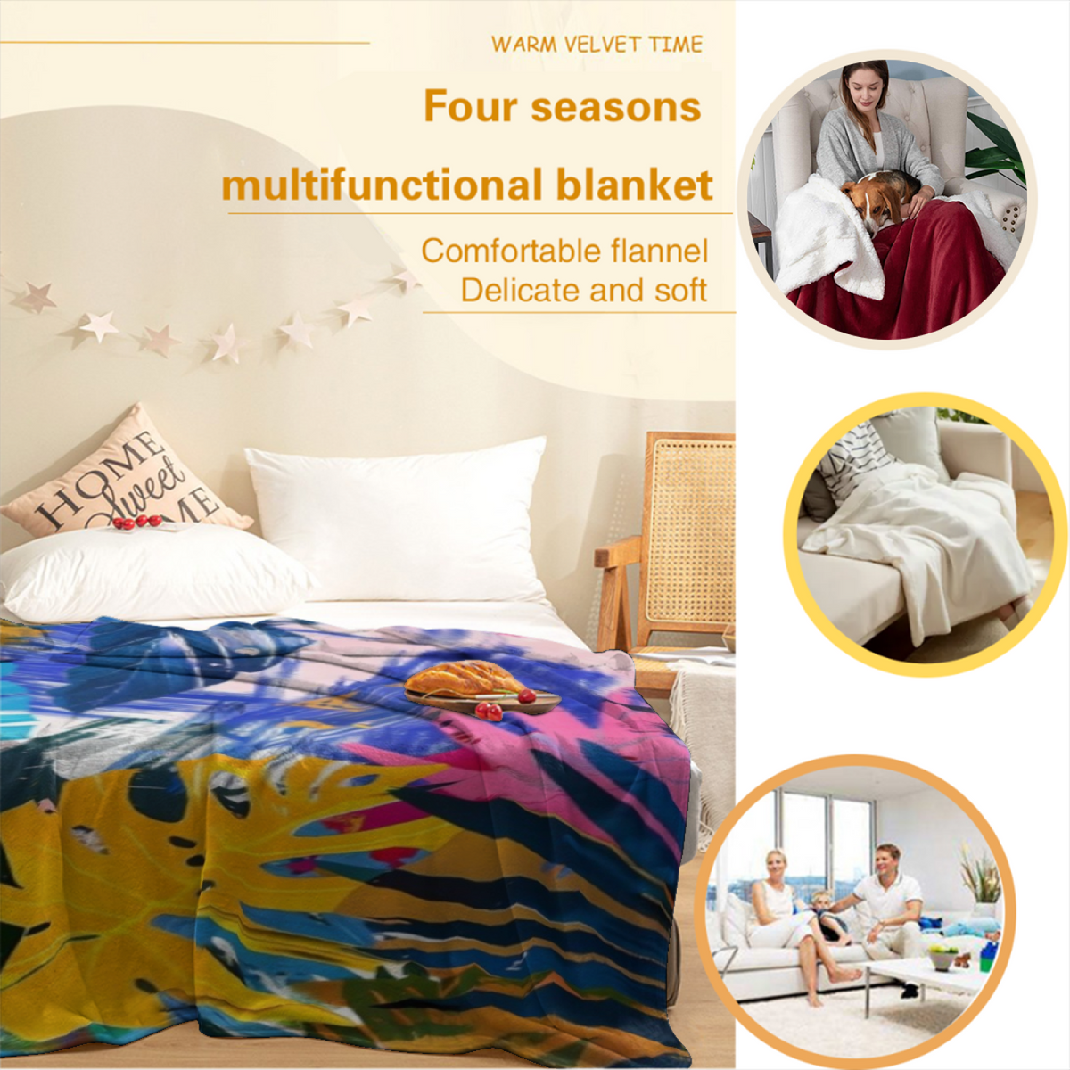 Eclectic Soft Neutral Juniper Meadow Decorative Flannel Blanket