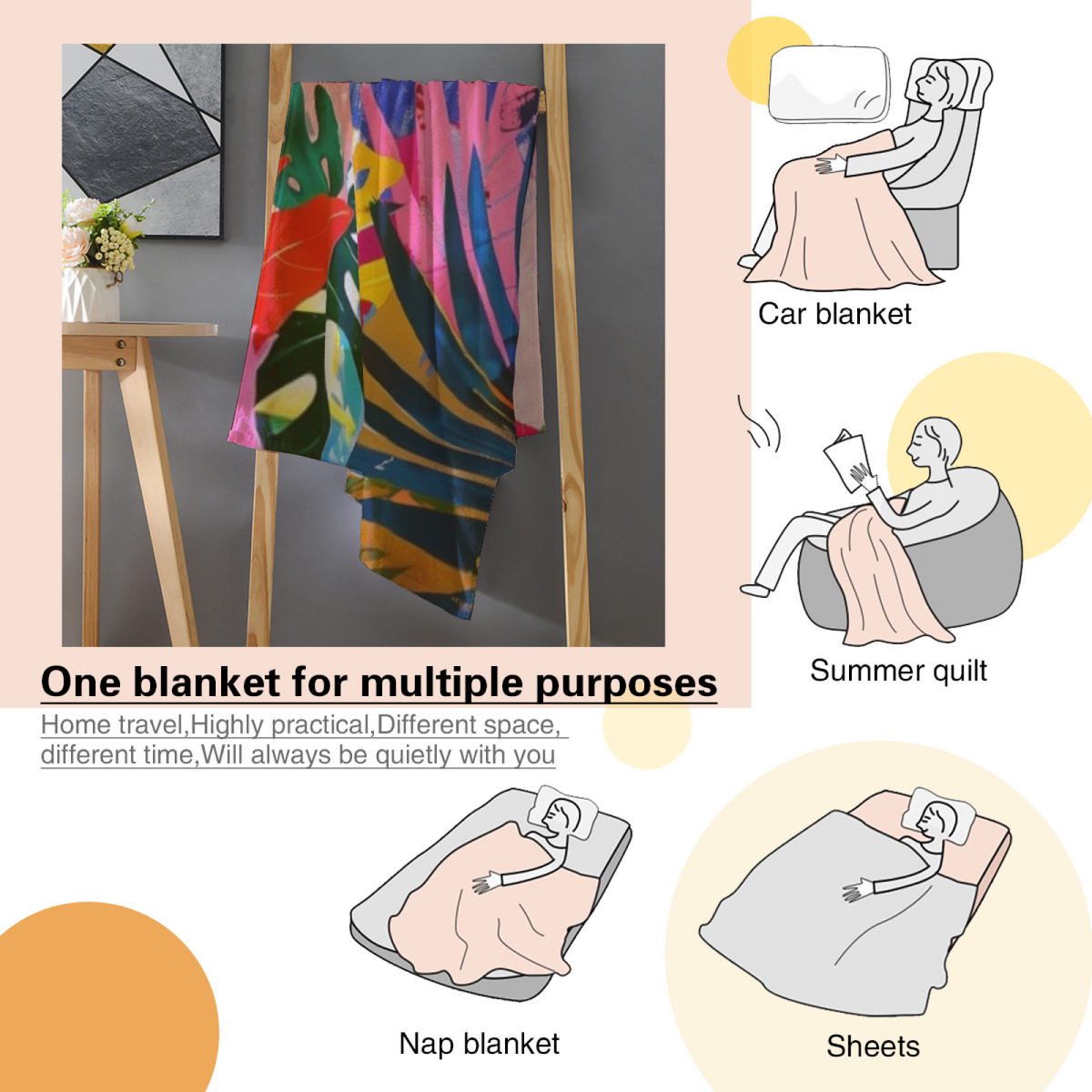Eclectic Soft Neutral Juniper Meadow Decorative Flannel Blanket