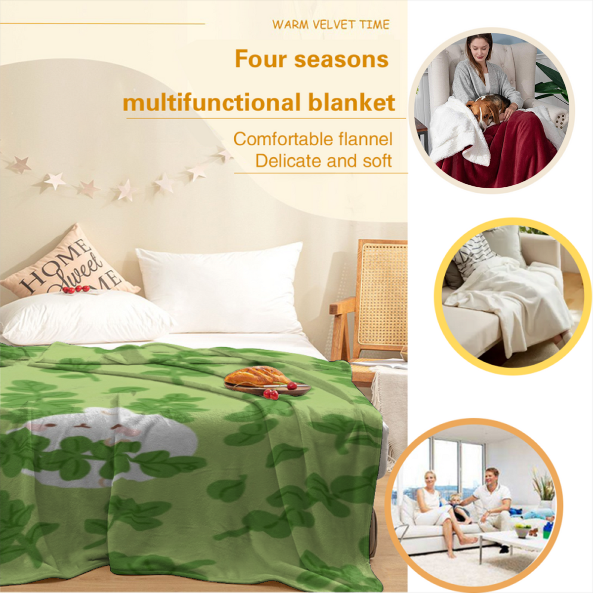 Flannel Throw Blanket with Sunwashed Atlas Cozy Cottage Artwork