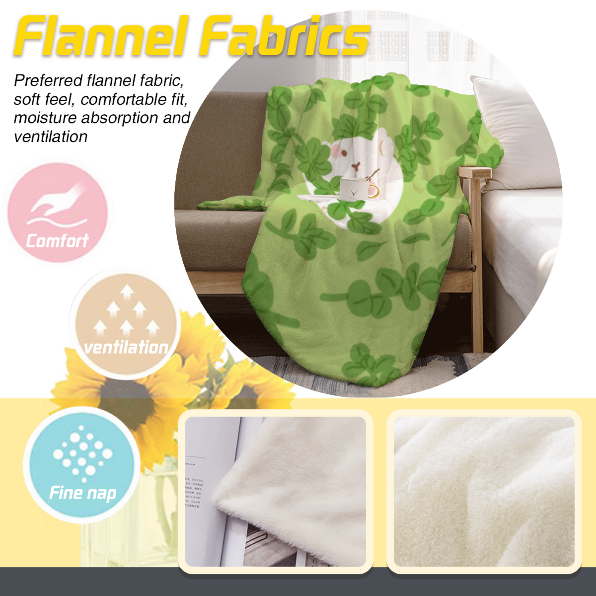 Flannel Throw Blanket with Sunwashed Atlas Cozy Cottage Artwork