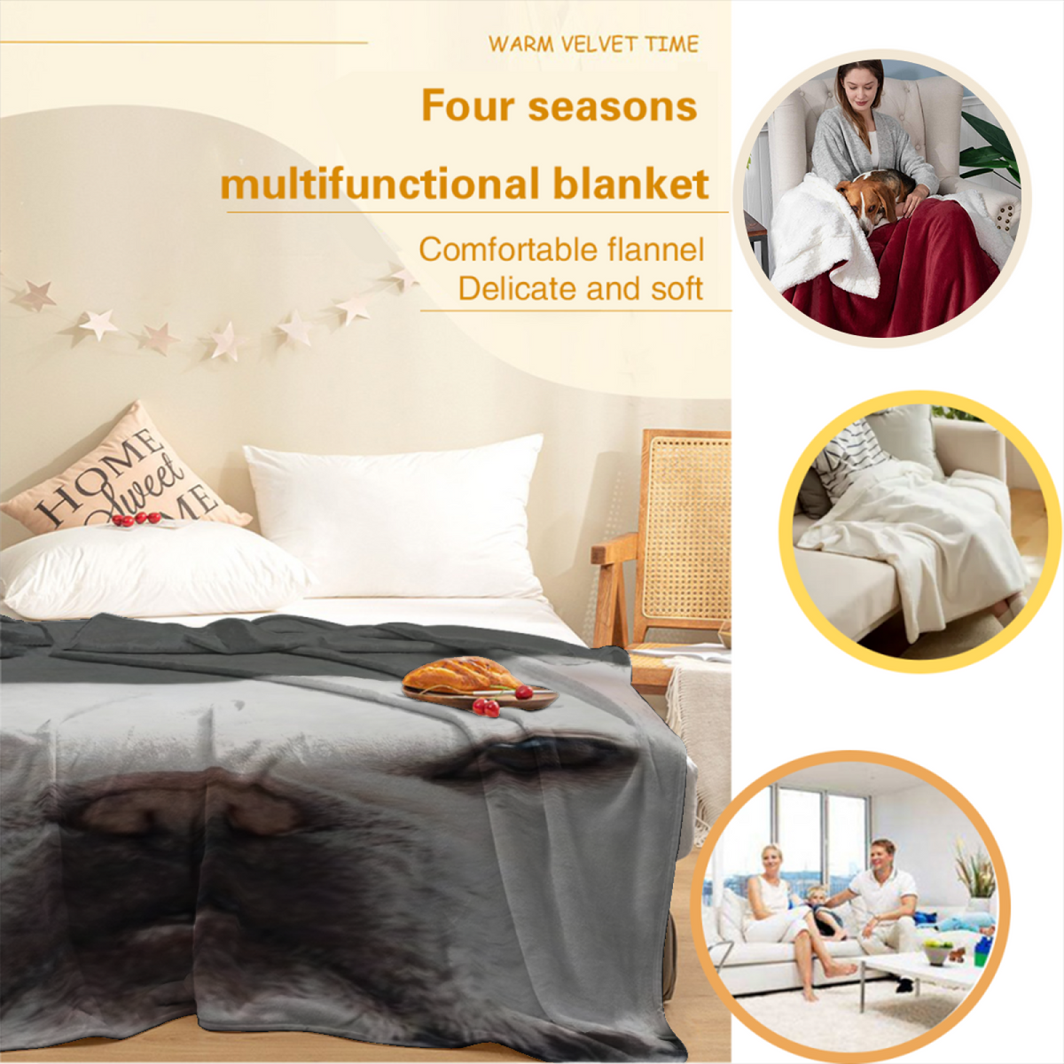 Soft Neutral Willow Rhythm Decorative Flannel Blanket