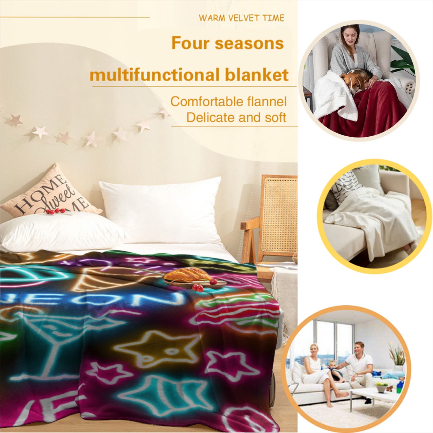 Modern Printed Art Throw Blanket ¨C Contemporary Cozy Decorative Blanket