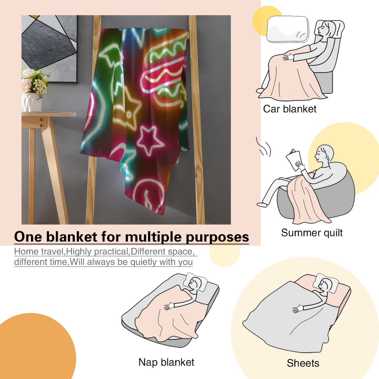 Modern Printed Art Throw Blanket ¨C Contemporary Cozy Decorative Blanket