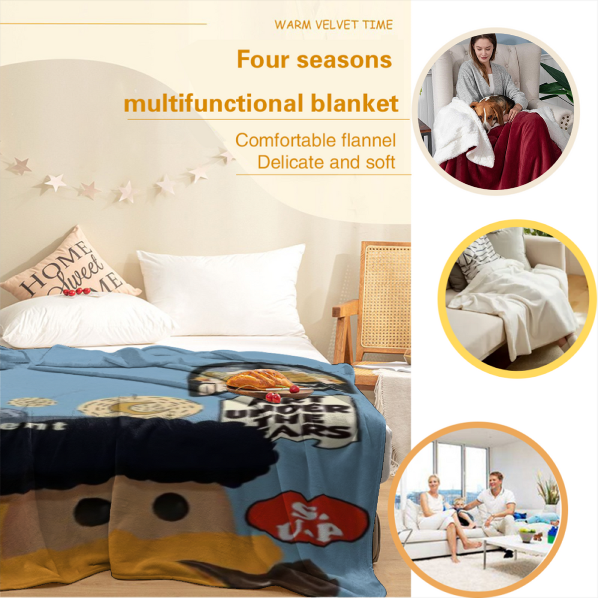 Soft Minimalist All-Season Flannel Blanket ¨C Luminous Cove Collection