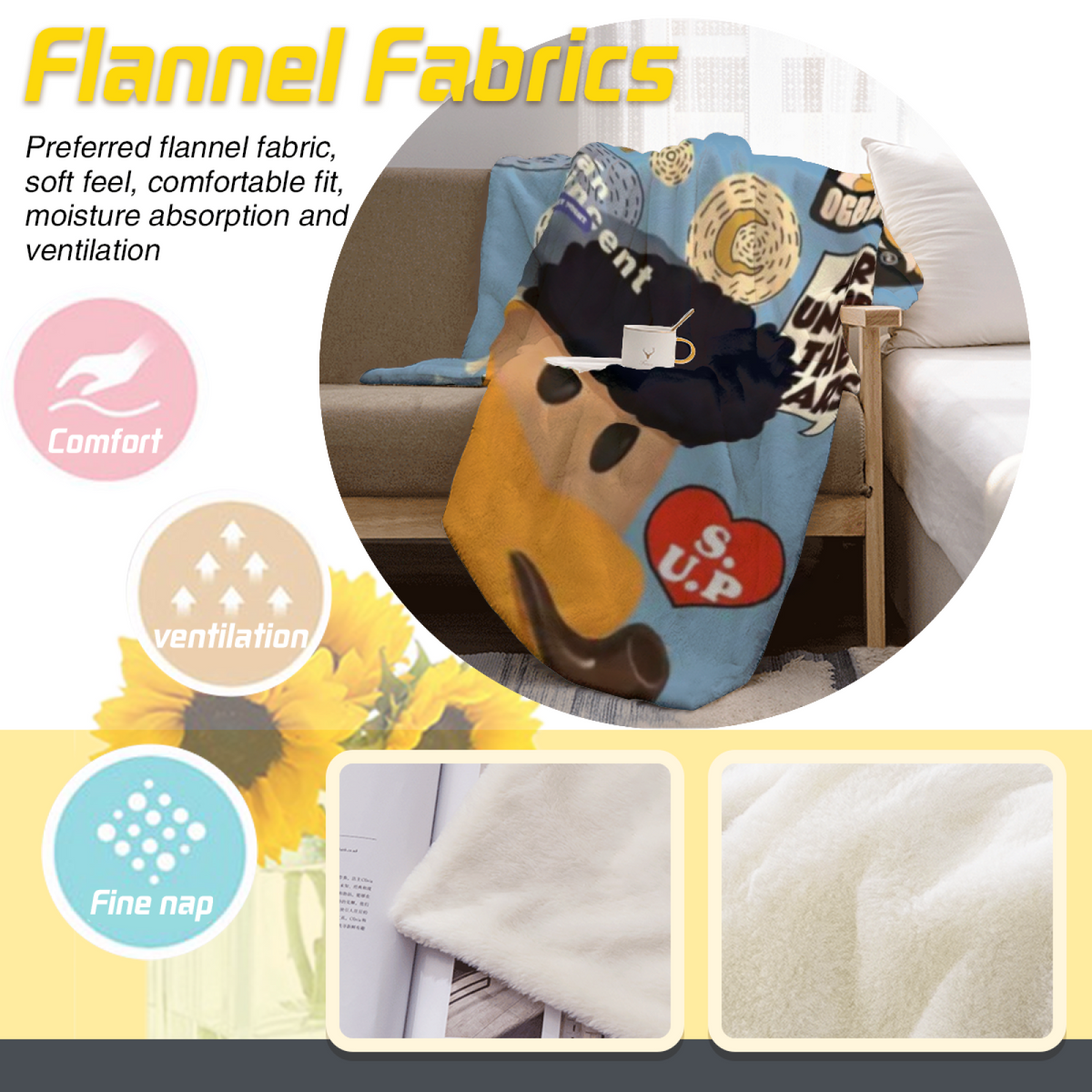 Soft Minimalist All-Season Flannel Blanket ¨C Luminous Cove Collection