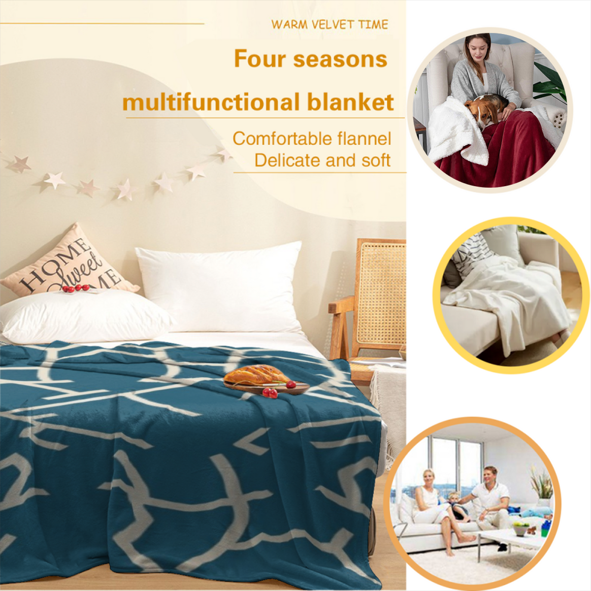 Dewdrop & Wander Playful Graphic Plush Flannel Throw