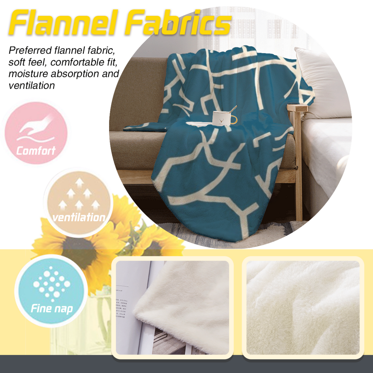 Dewdrop & Wander Playful Graphic Plush Flannel Throw
