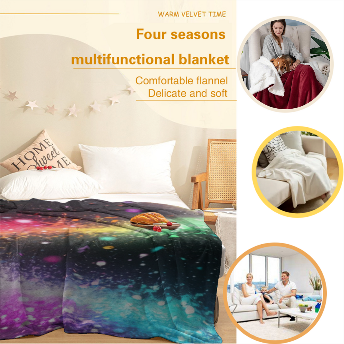 Misty Rhapsody Inspired Cozy Flannel Bed Blanket ¨C Soft Neutral Palette