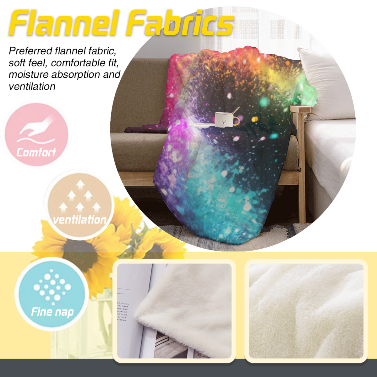 Misty Rhapsody Inspired Cozy Flannel Bed Blanket ¨C Soft Neutral Palette