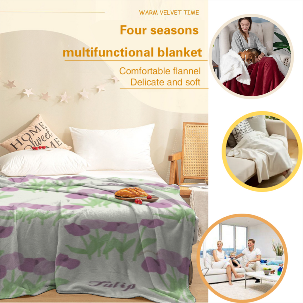 Cedar Odyssey Modern Pattern Cozy Flannel Bed Blanket