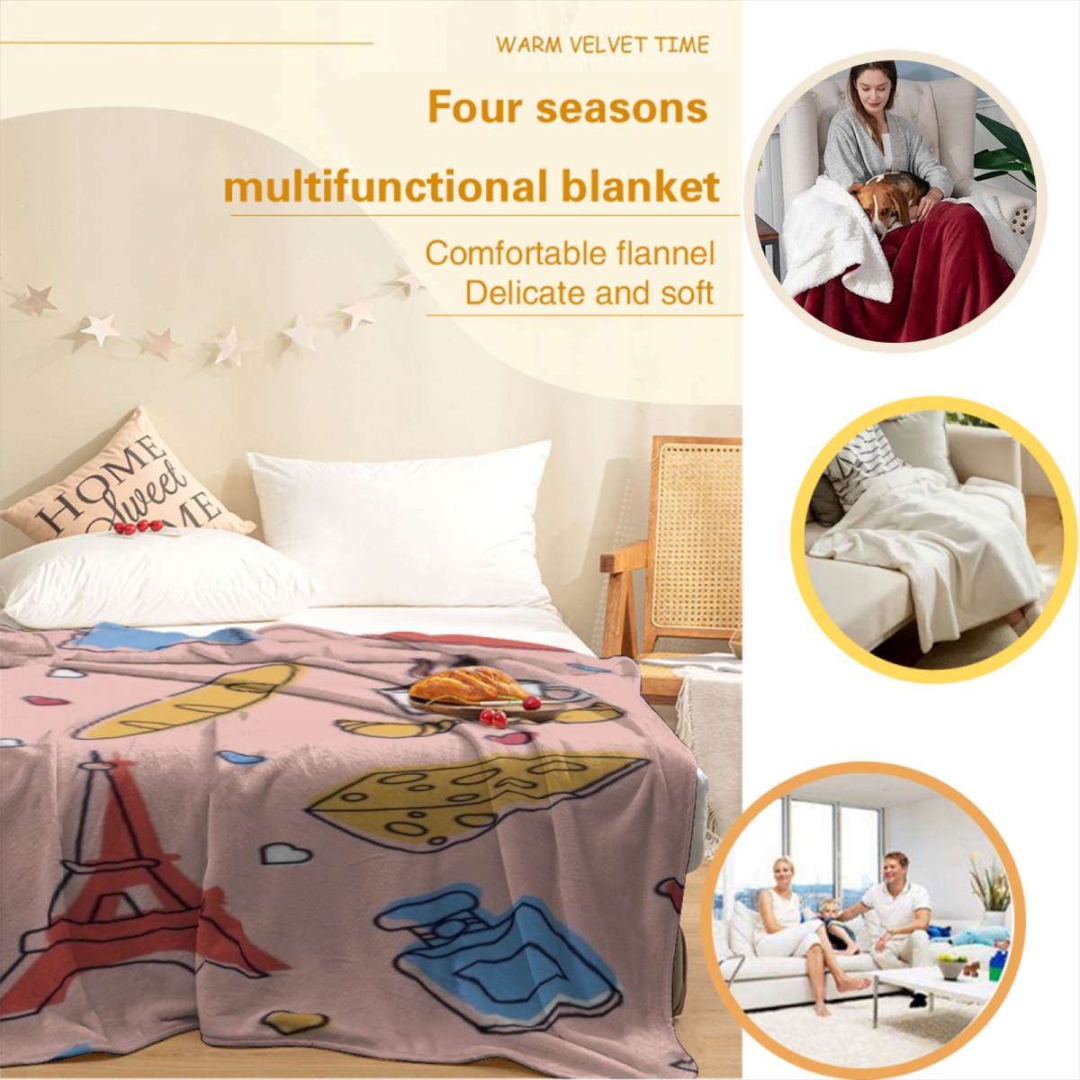 Statement Pastel Multicolor Golden Drift Soft Flannel Blanket