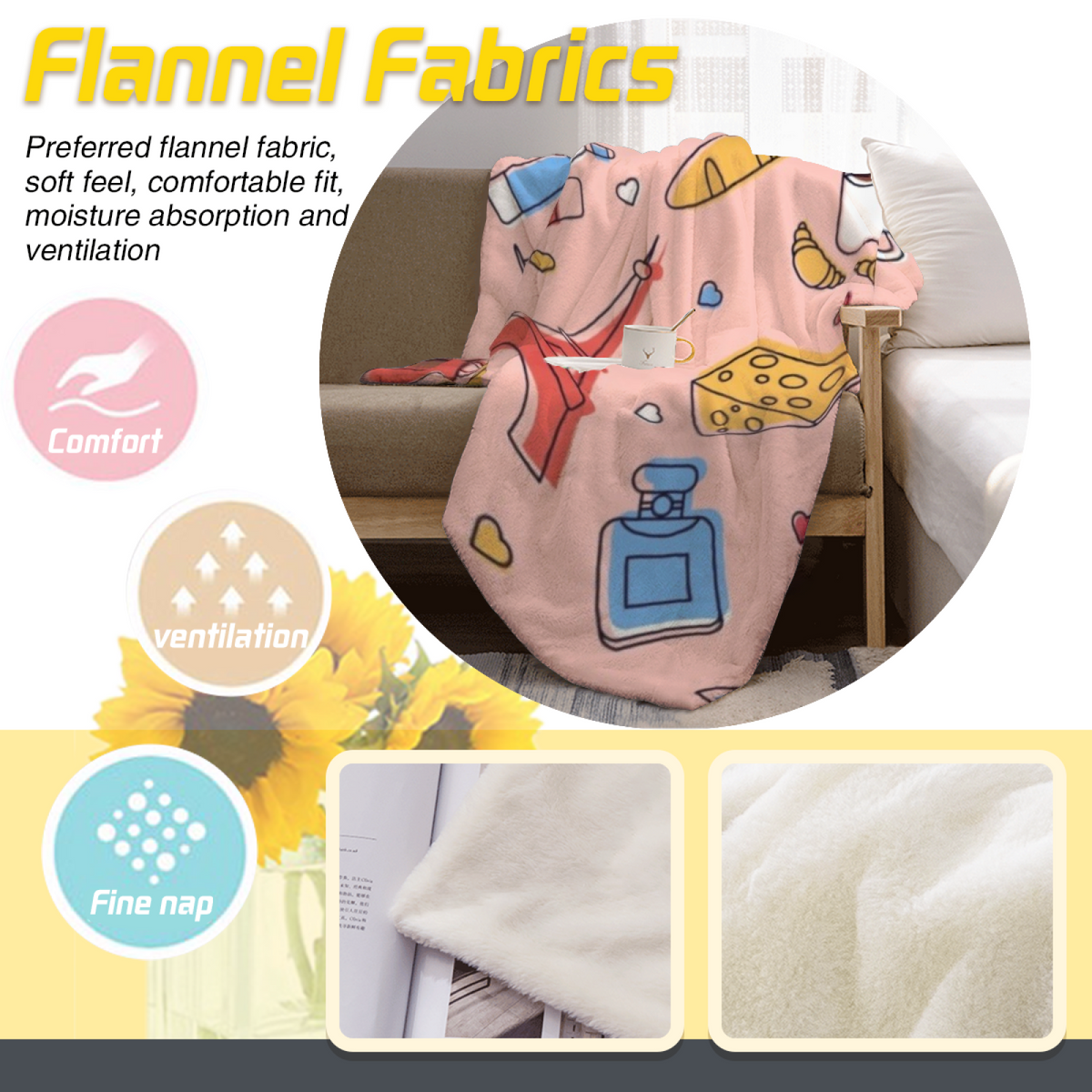 Statement Pastel Multicolor Golden Drift Soft Flannel Blanket