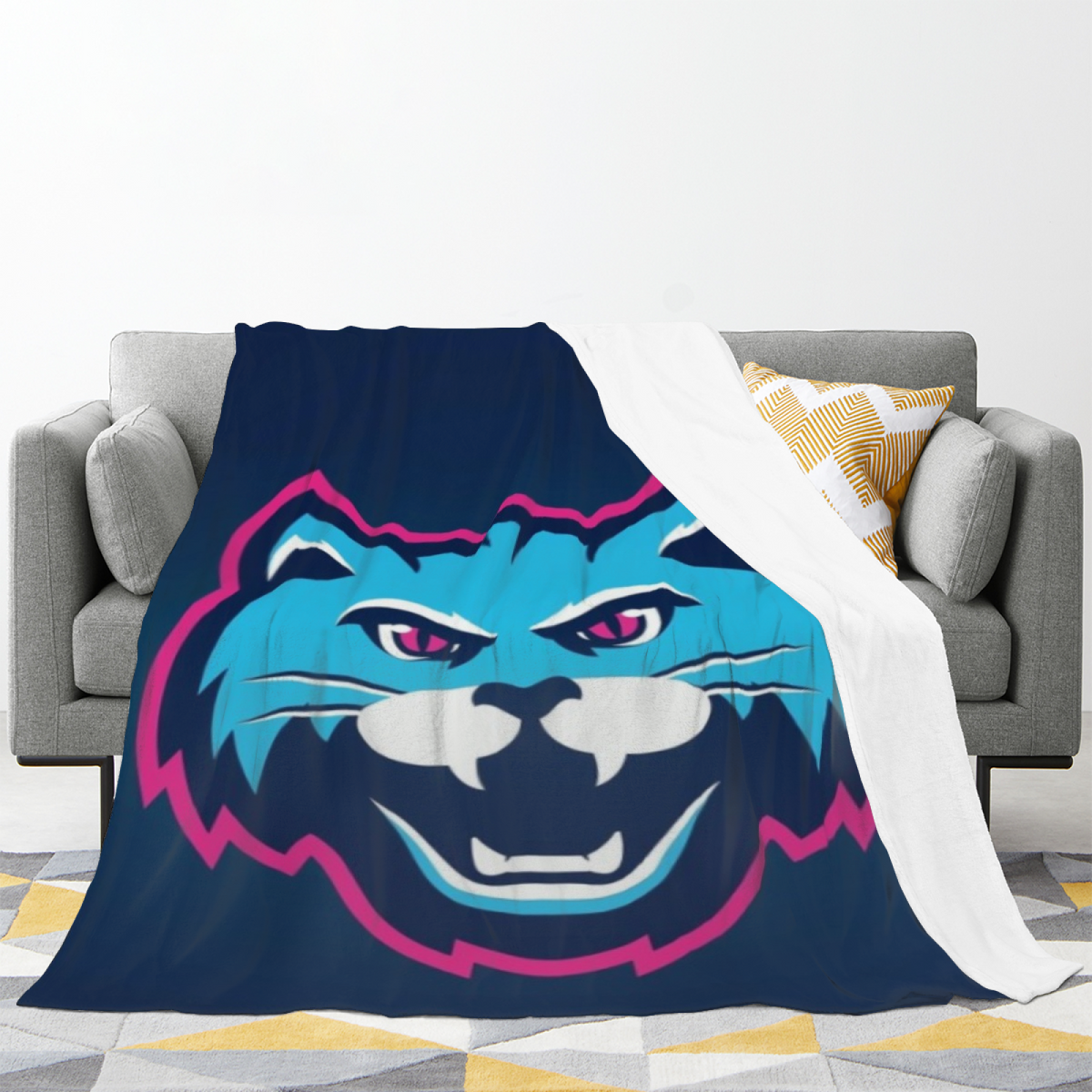 Orchard Solstice Deep Ocean Modern Art Flannel Throw Blanket