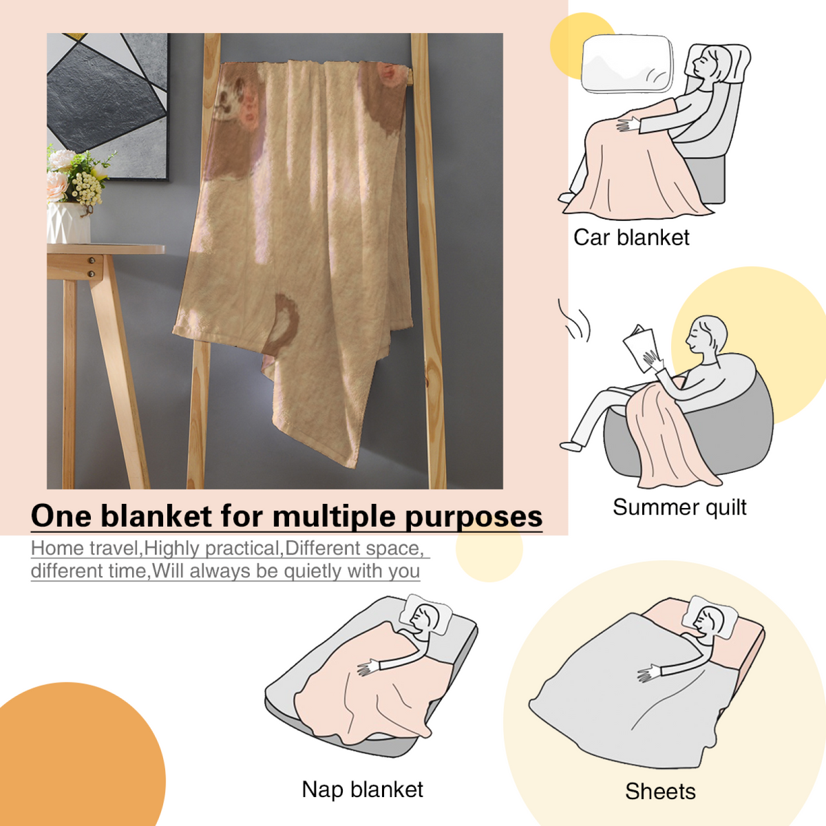 Tiny Brown Bear Pattern Lightweight Flannel Throw