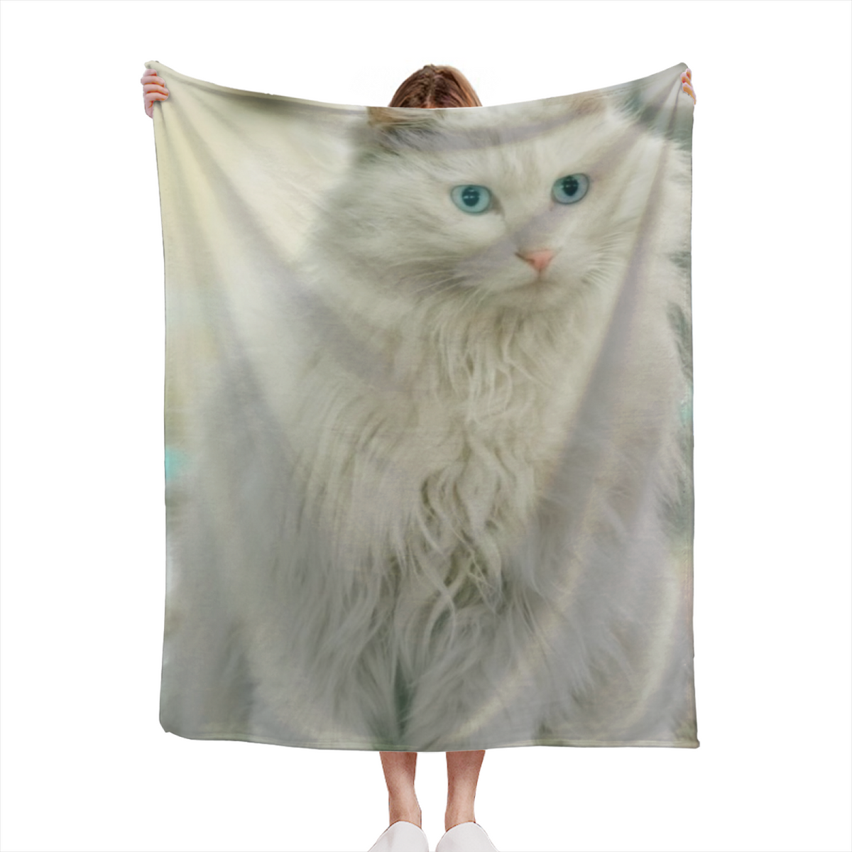 Azure Whimsy Soft Neutral Expressive Plush Flannel Throw