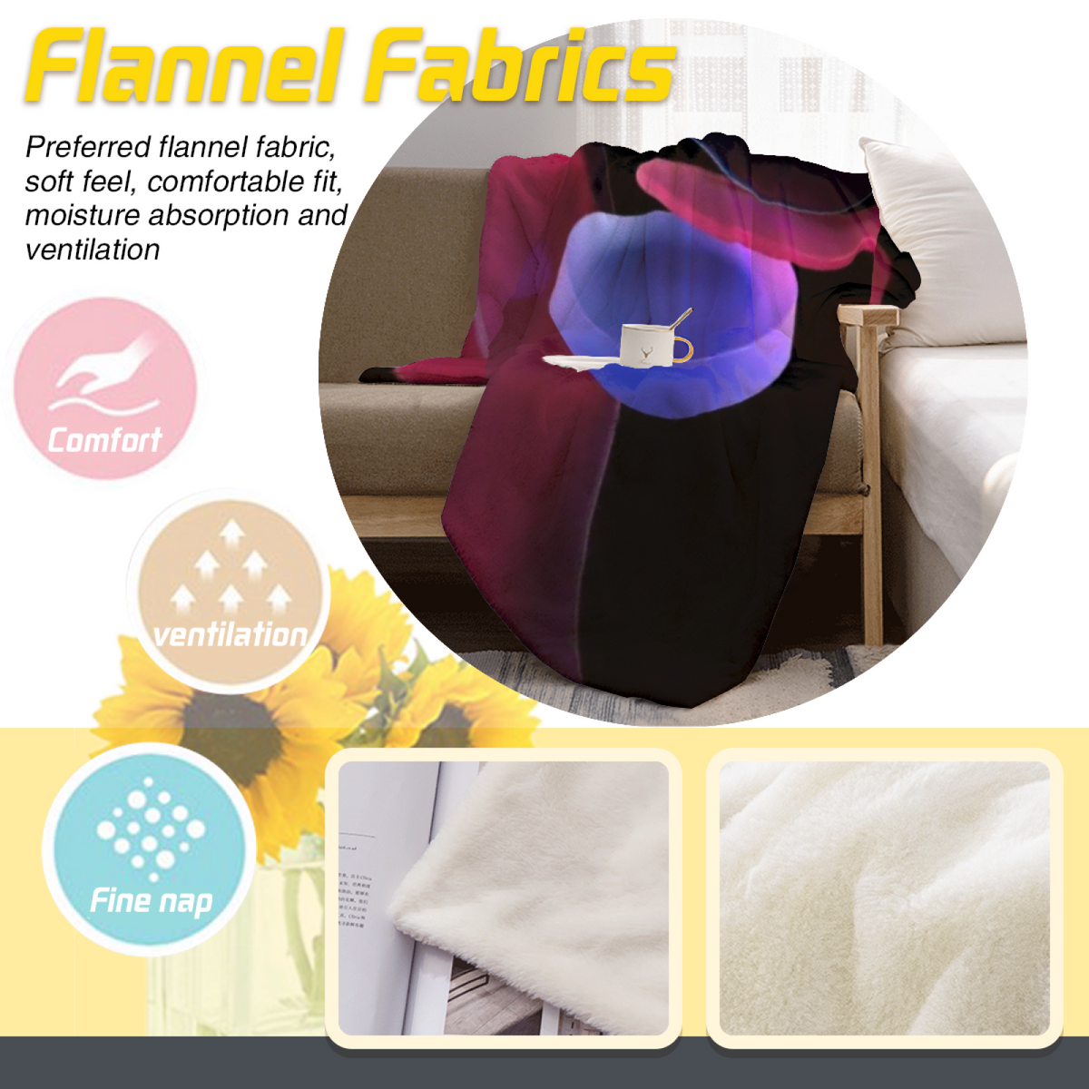 Electric Vista Home Accent Soft Flannel Blanket ¨C Warm Coral