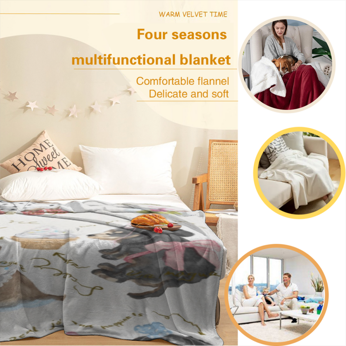 Riverstone Carnival Home Accent Soft Flannel Blanket ¨C Warm Coral