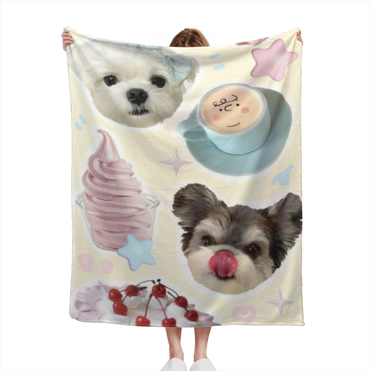 Flannel Throw Blanket with Oceanic Wander Cozy Cottage Artwork