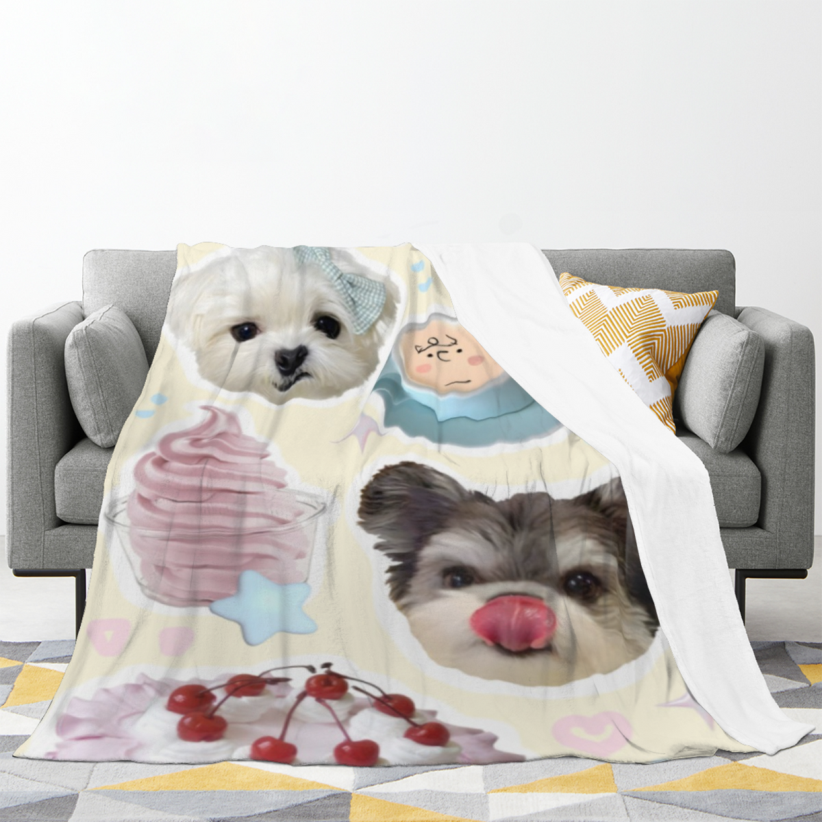 Flannel Throw Blanket with Oceanic Wander Cozy Cottage Artwork