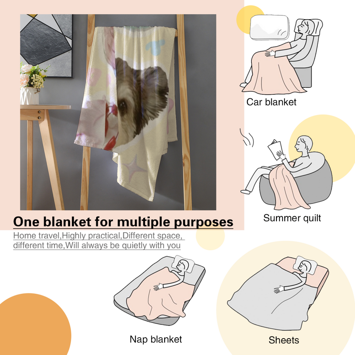 Flannel Throw Blanket with Oceanic Wander Cozy Cottage Artwork