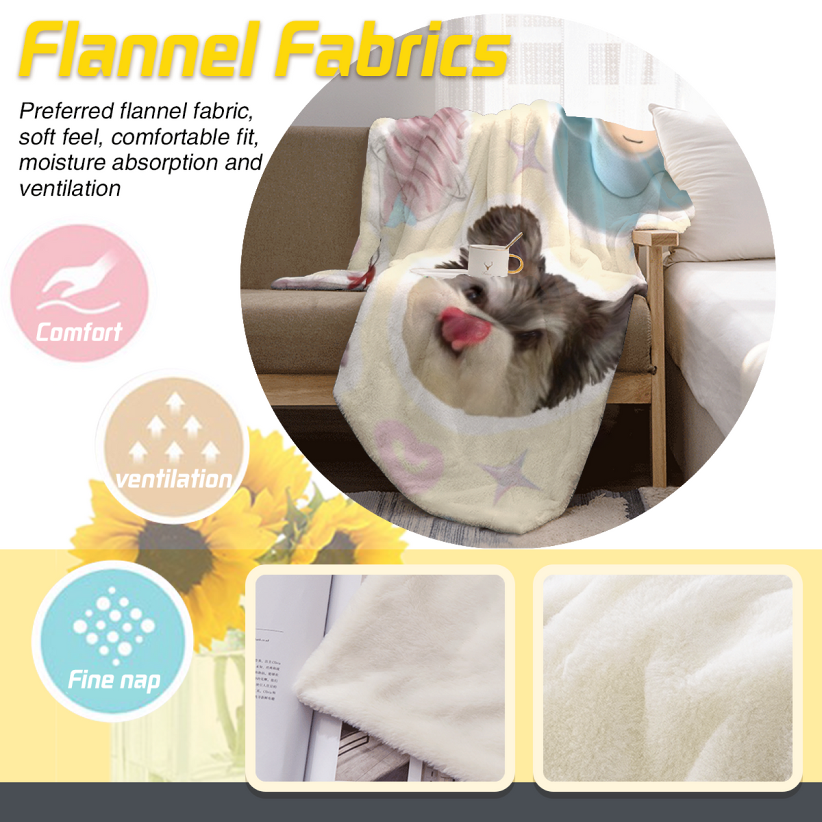 Flannel Throw Blanket with Oceanic Wander Cozy Cottage Artwork