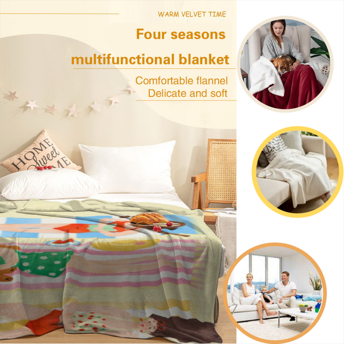 Soft Minimalist All-Season Flannel Blanket ¨C Radiant Rhapsody Collection