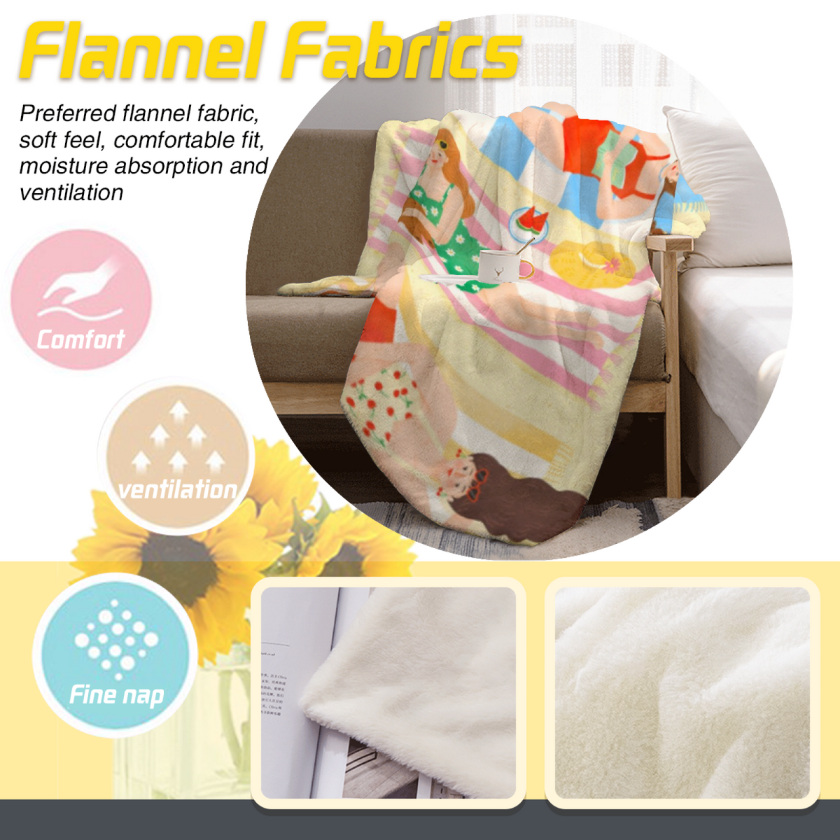Soft Minimalist All-Season Flannel Blanket ¨C Radiant Rhapsody Collection