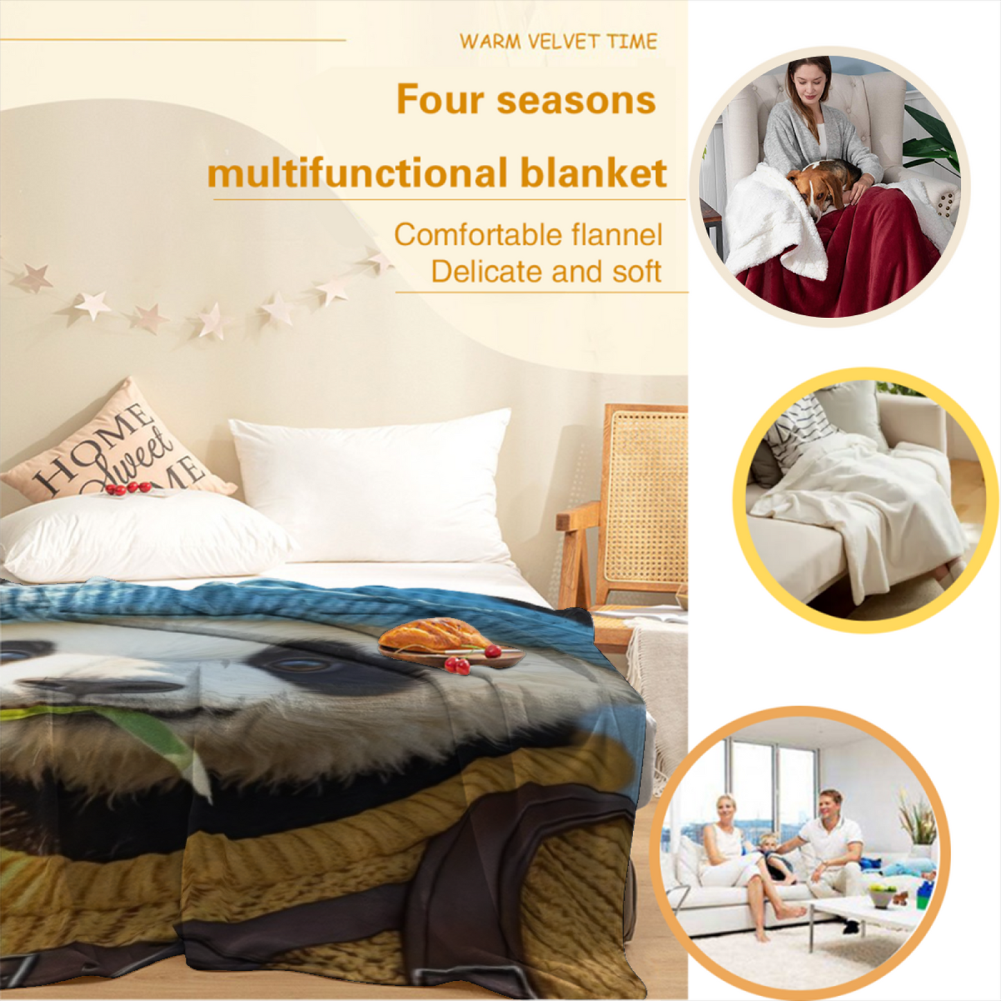 Contemporary Artistic Throw Blanket ¨C Colorful Graphic Printed Cozy Home Blanket