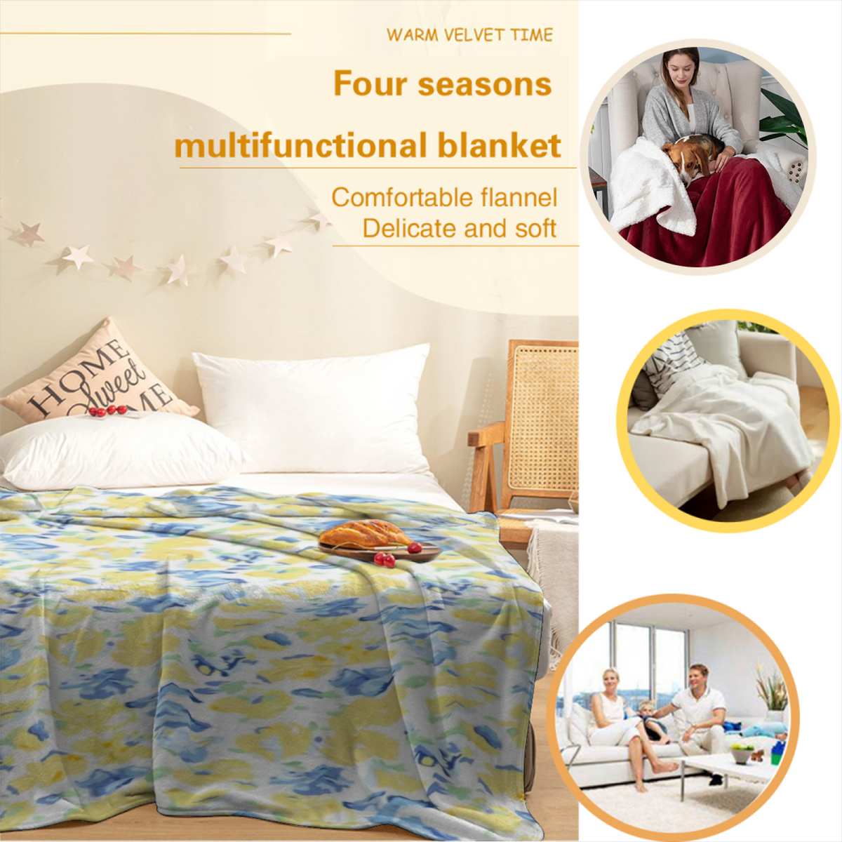 Starlit Galaxy Soft Flannel Blanket in Creamy Ivory