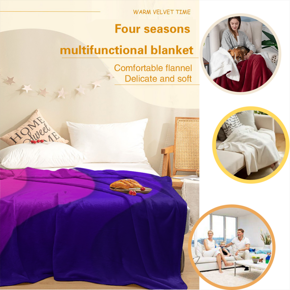 Soft Neutral Moonlit Reverie Decorative Flannel Blanket