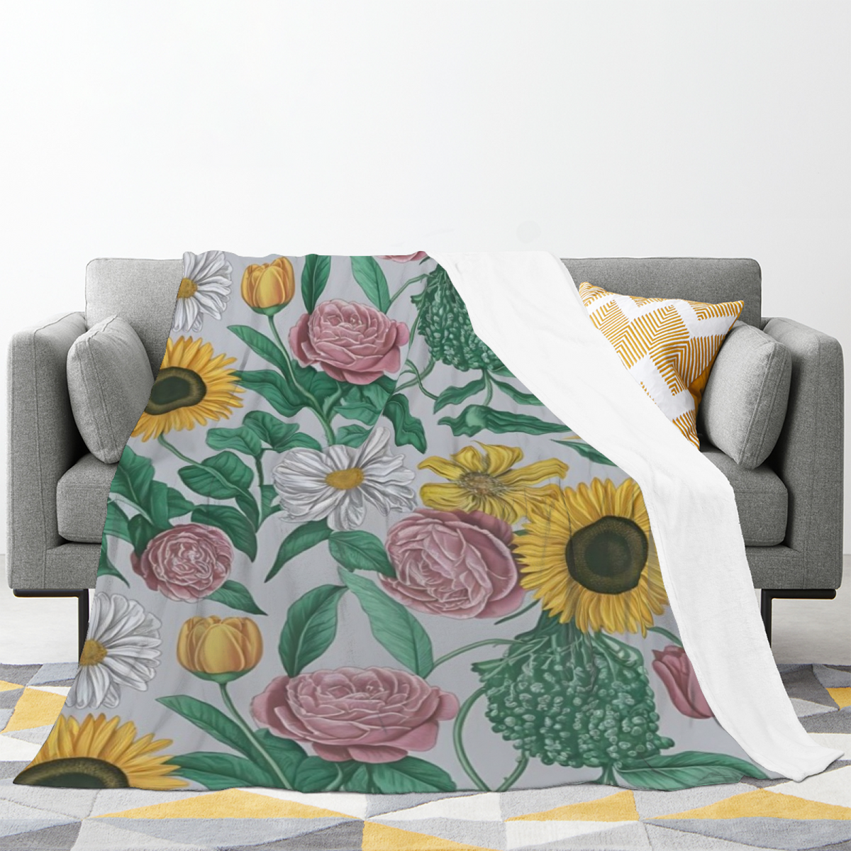Eclectic Design Oceanic Mosaic Soft Neutral Flannel Sofa Throw