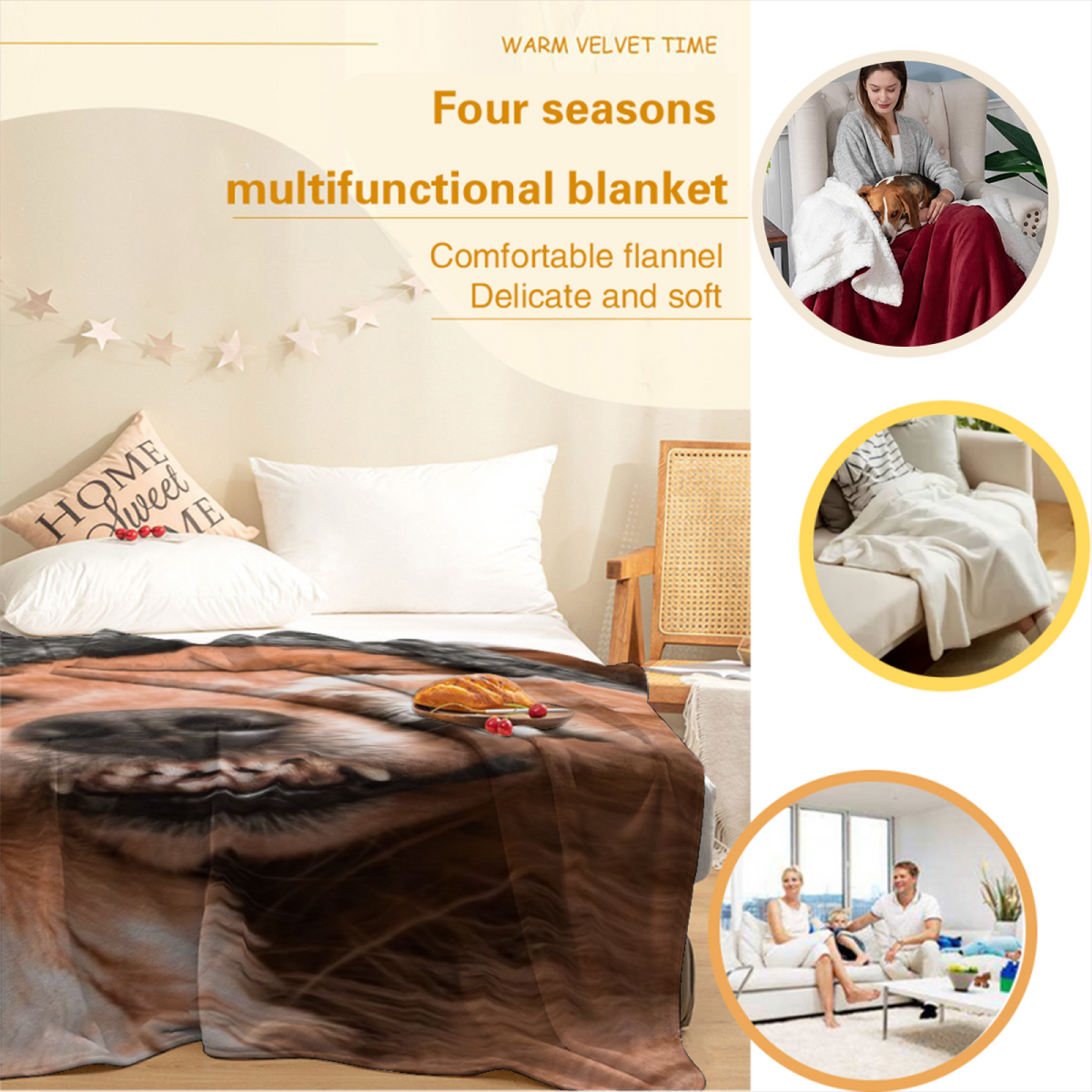 Solstice Serenade Earthy Multicolor Art All-Season Flannel Blanket