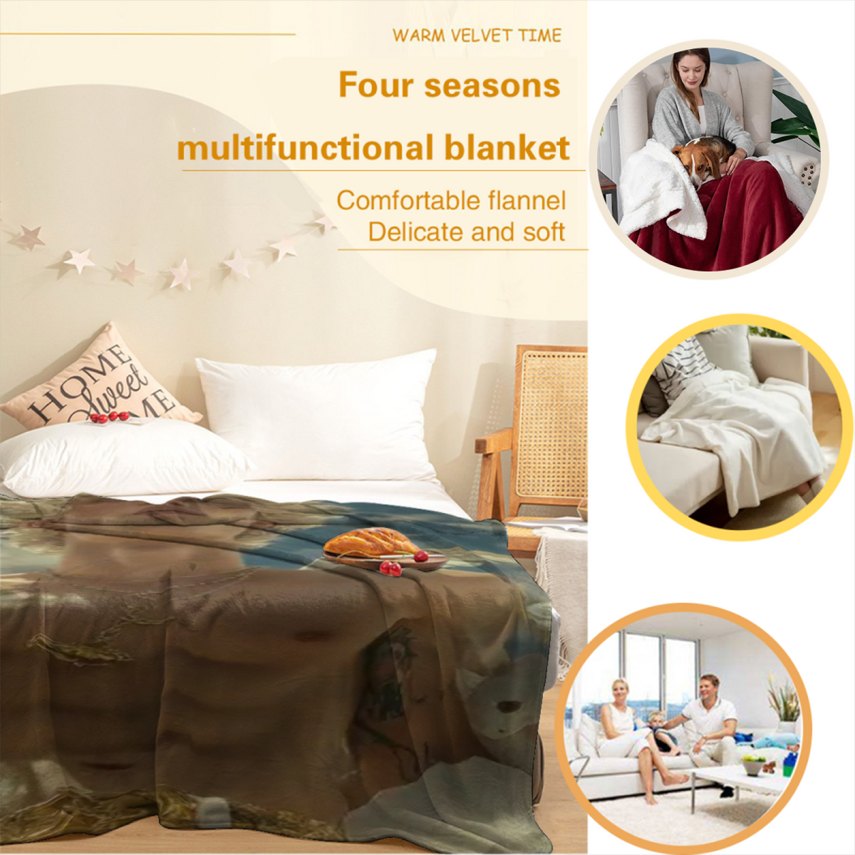 Prairie Nectar Home Accent Soft Flannel Blanket ¨C Warm Coral