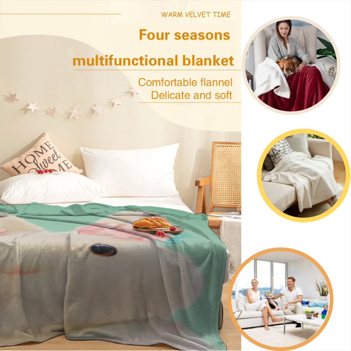 Lagoon & Sonnet Playful Graphic All-Season Flannel Blanket