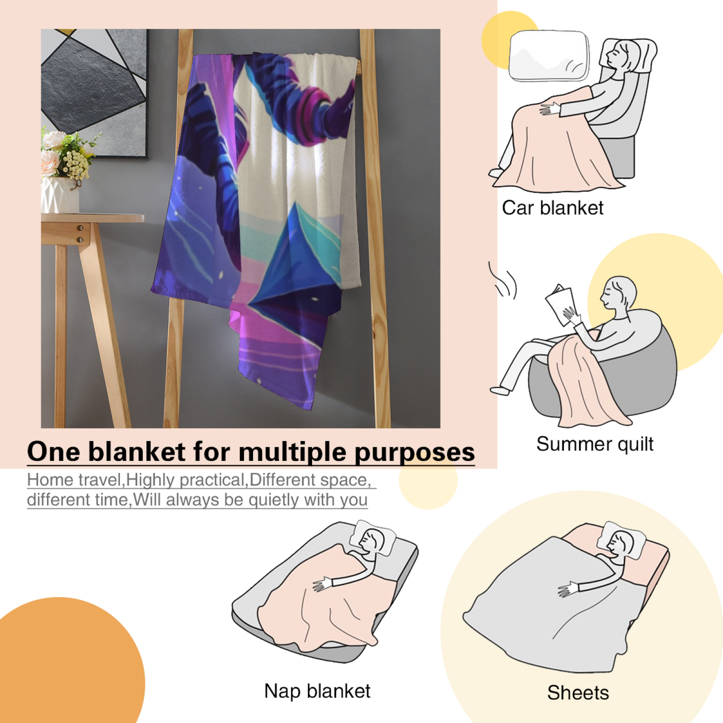 Astronaut Galaxy Flannel Throw Blanket ¨C Blue and Purple Cosmic Adventure