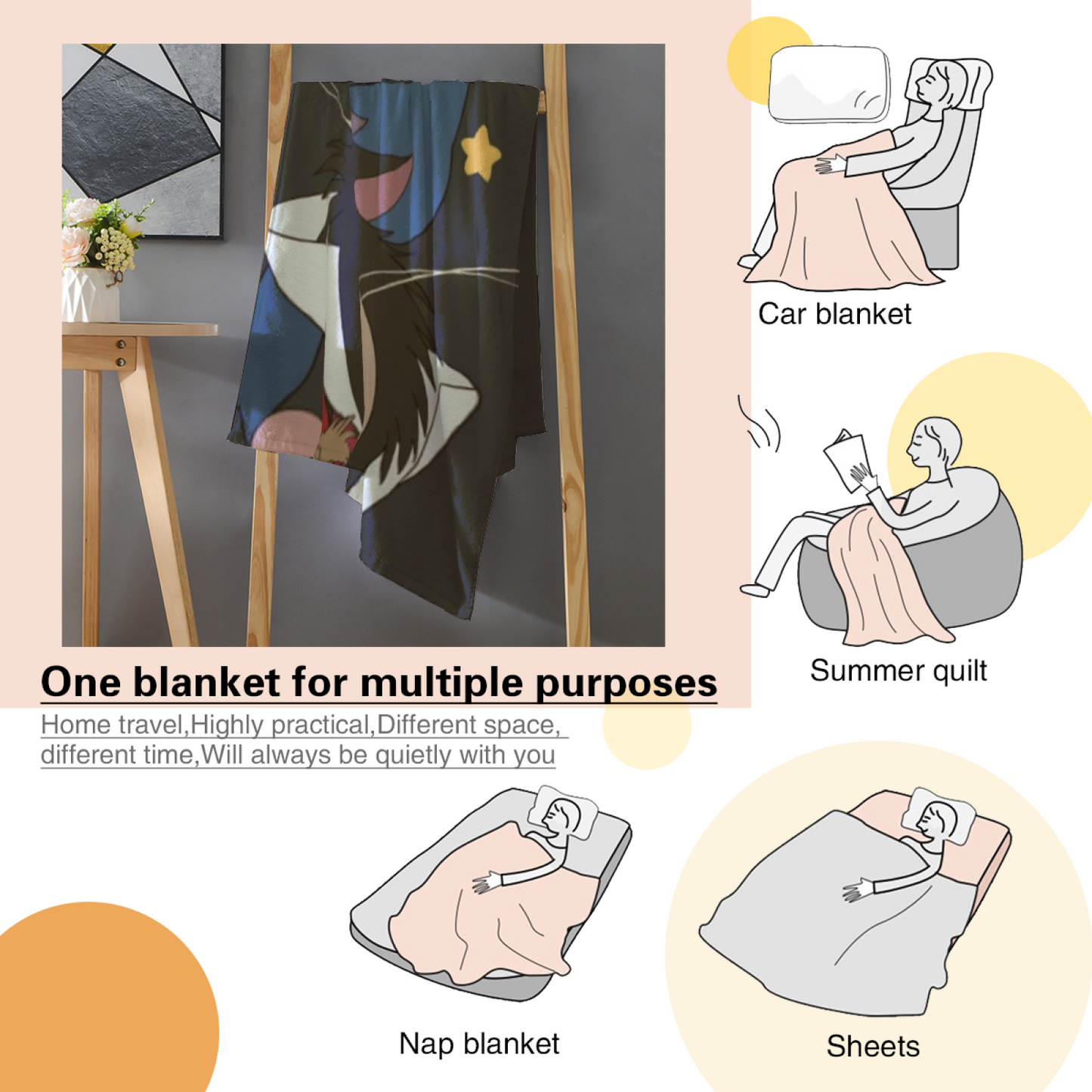 Contemporary Colorful Throw Blanket ¨C Artistic Printed Cozy Blanket