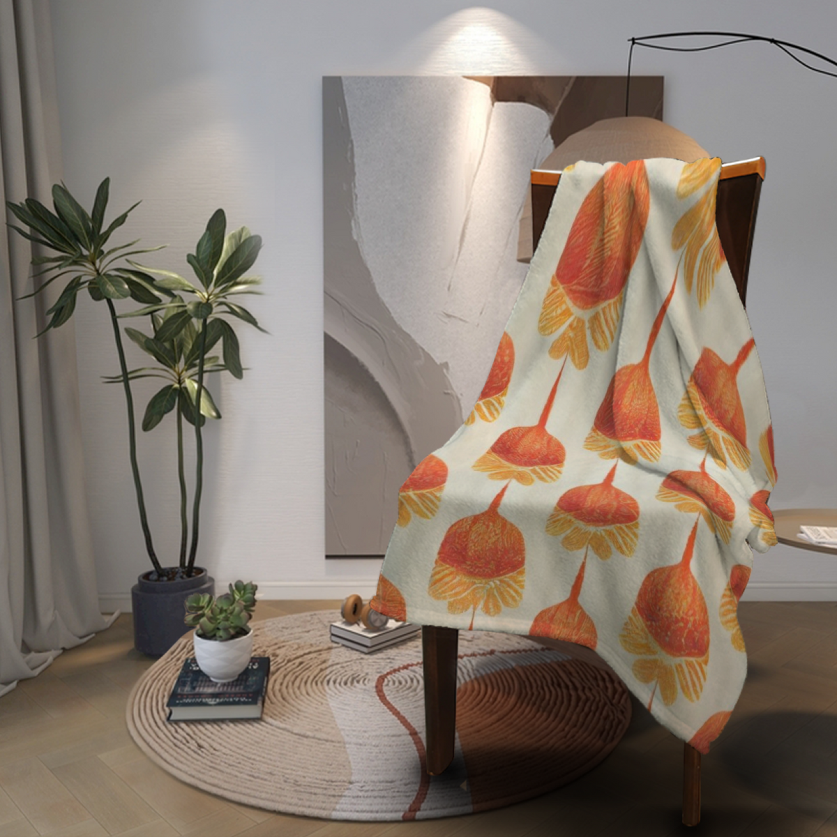 Enchanted Sprout Home Accent Lightweight Flannel Throw ¨C Warm Coral