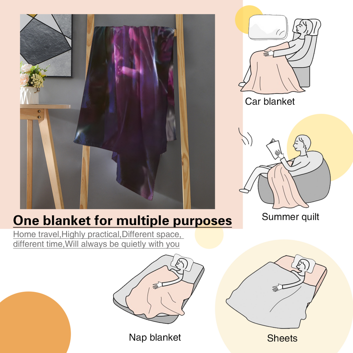 Soft Minimalist All-Season Flannel Blanket ¨C Moonbeam Harbor Collection