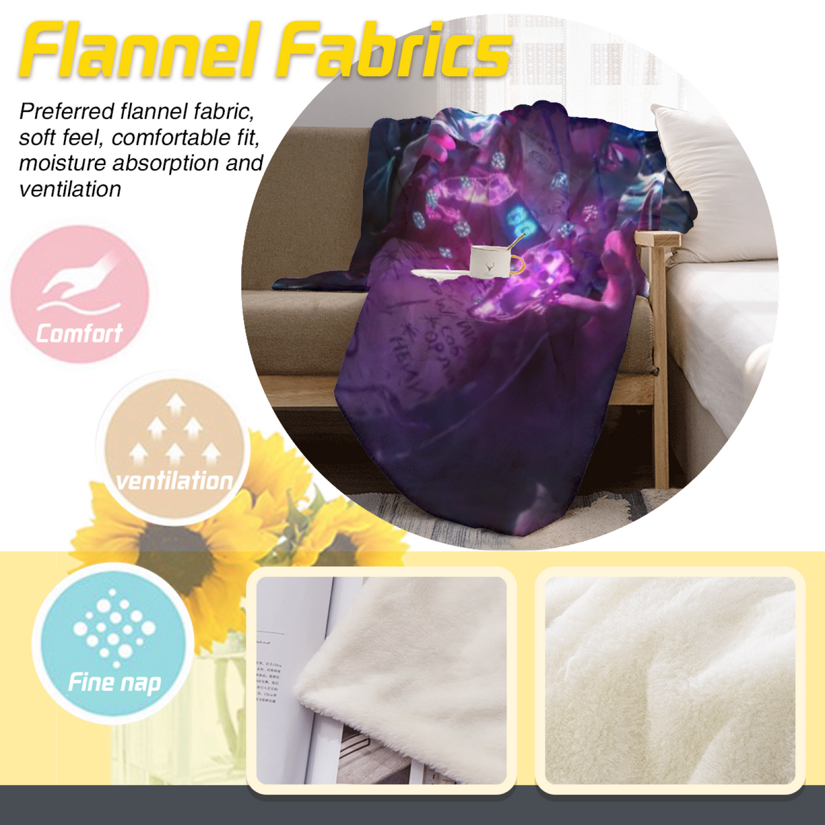 Soft Minimalist All-Season Flannel Blanket ¨C Moonbeam Harbor Collection