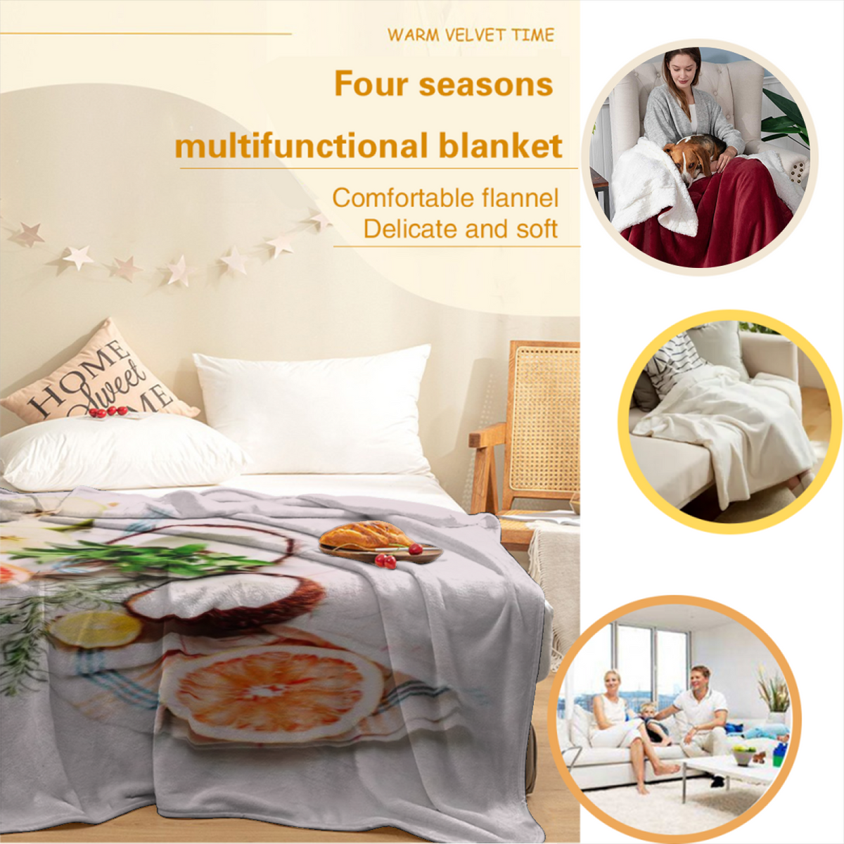 Prairie Picnic Pastel Multicolor Modern Art Decorative Flannel Blanket