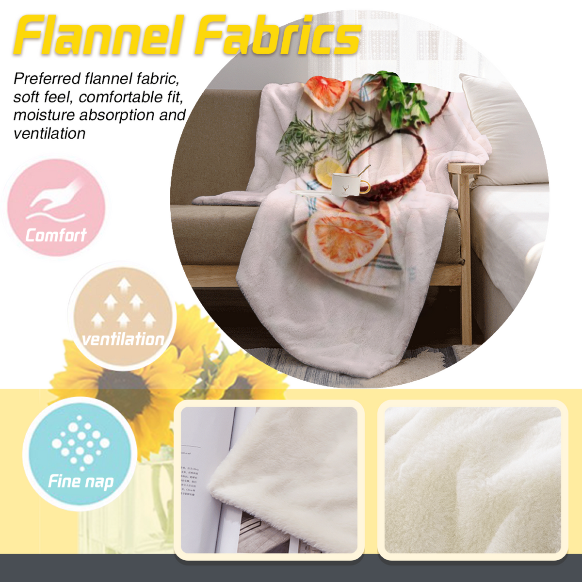 Prairie Picnic Pastel Multicolor Modern Art Decorative Flannel Blanket